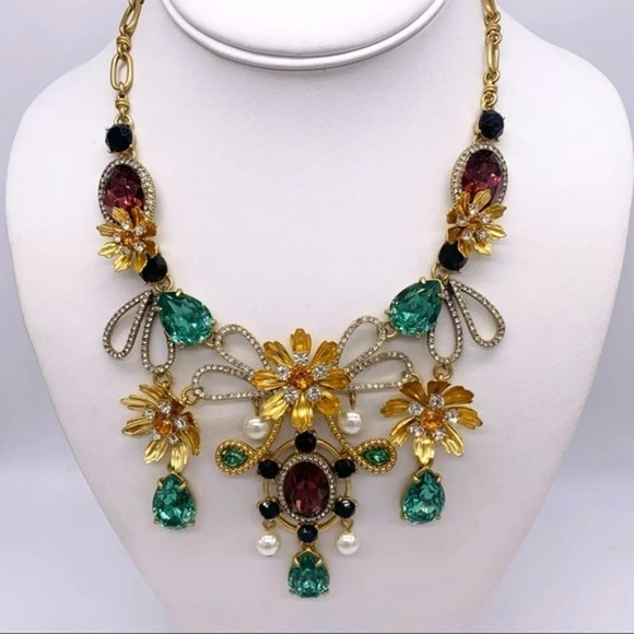 J. Crew Alhambra Baroque Floral Jeweled Necklace - Picture 1 of 5